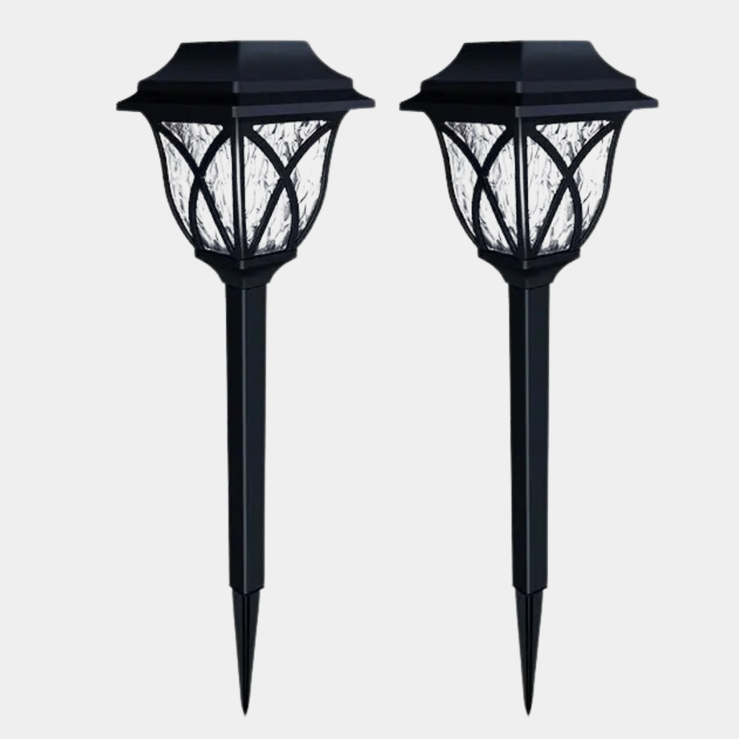 Solar Gartenlampe | Solar-LED-Gartenstrahler-Set kabellos