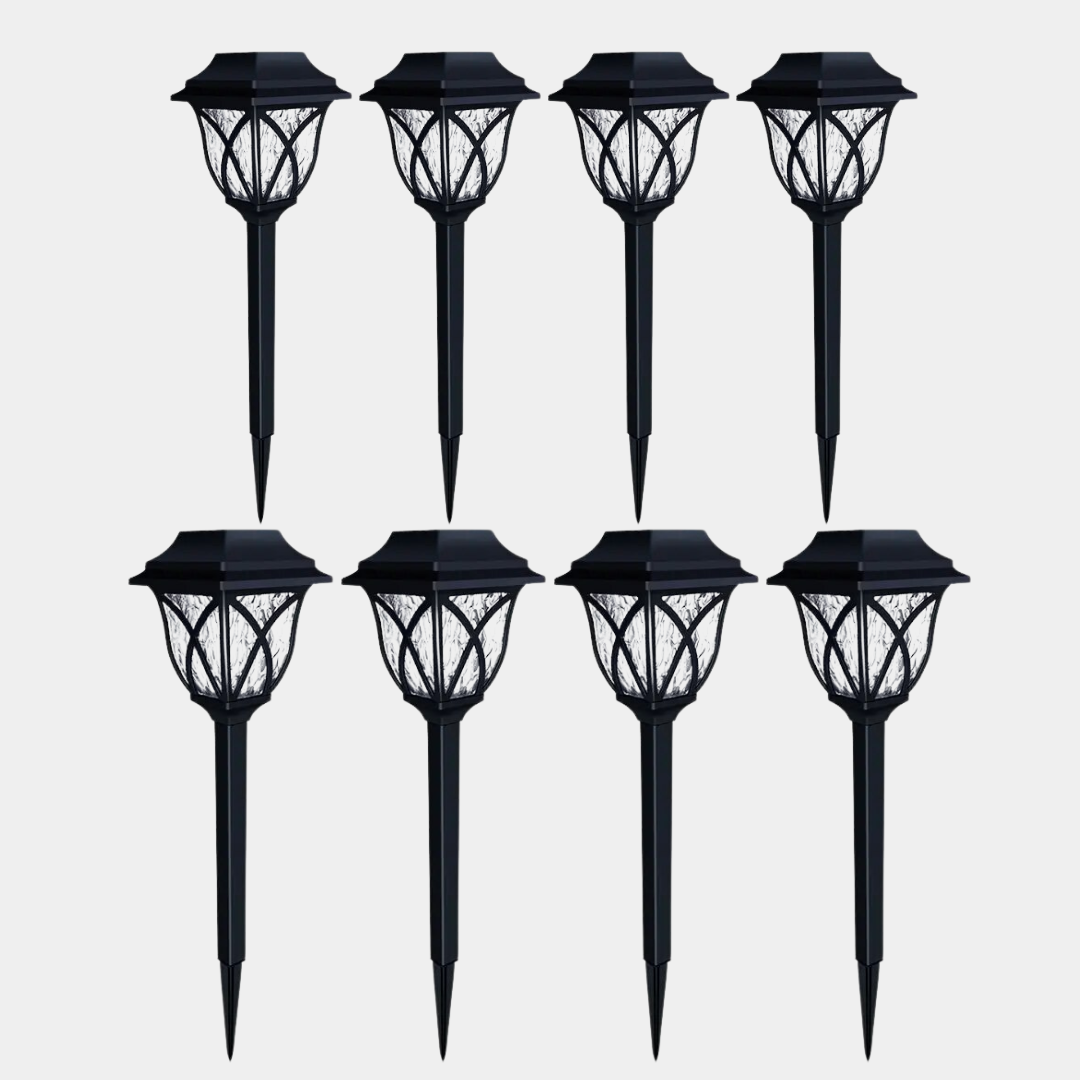 Solar Gartenlampe | Solar-LED-Gartenstrahler-Set kabellos