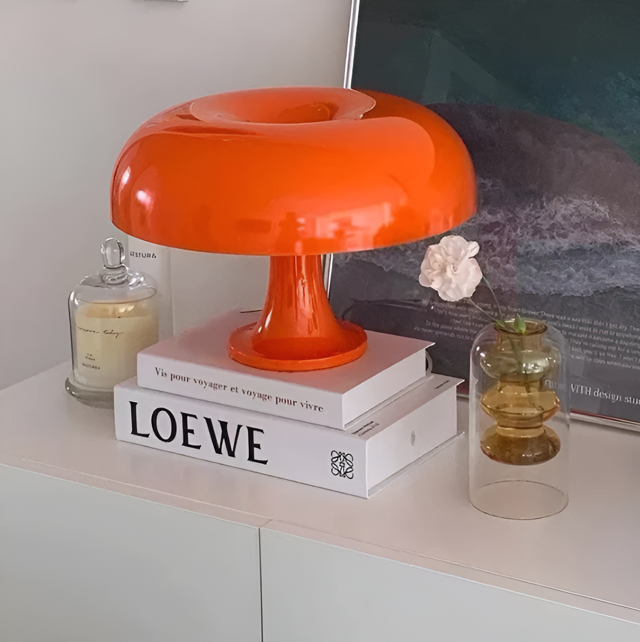 Sunrise LED-Pilz-Tischlampe, Retro-Design Dekorative Tischlampe aus Metall und Glas Wohnzimmer-Beleuchtung