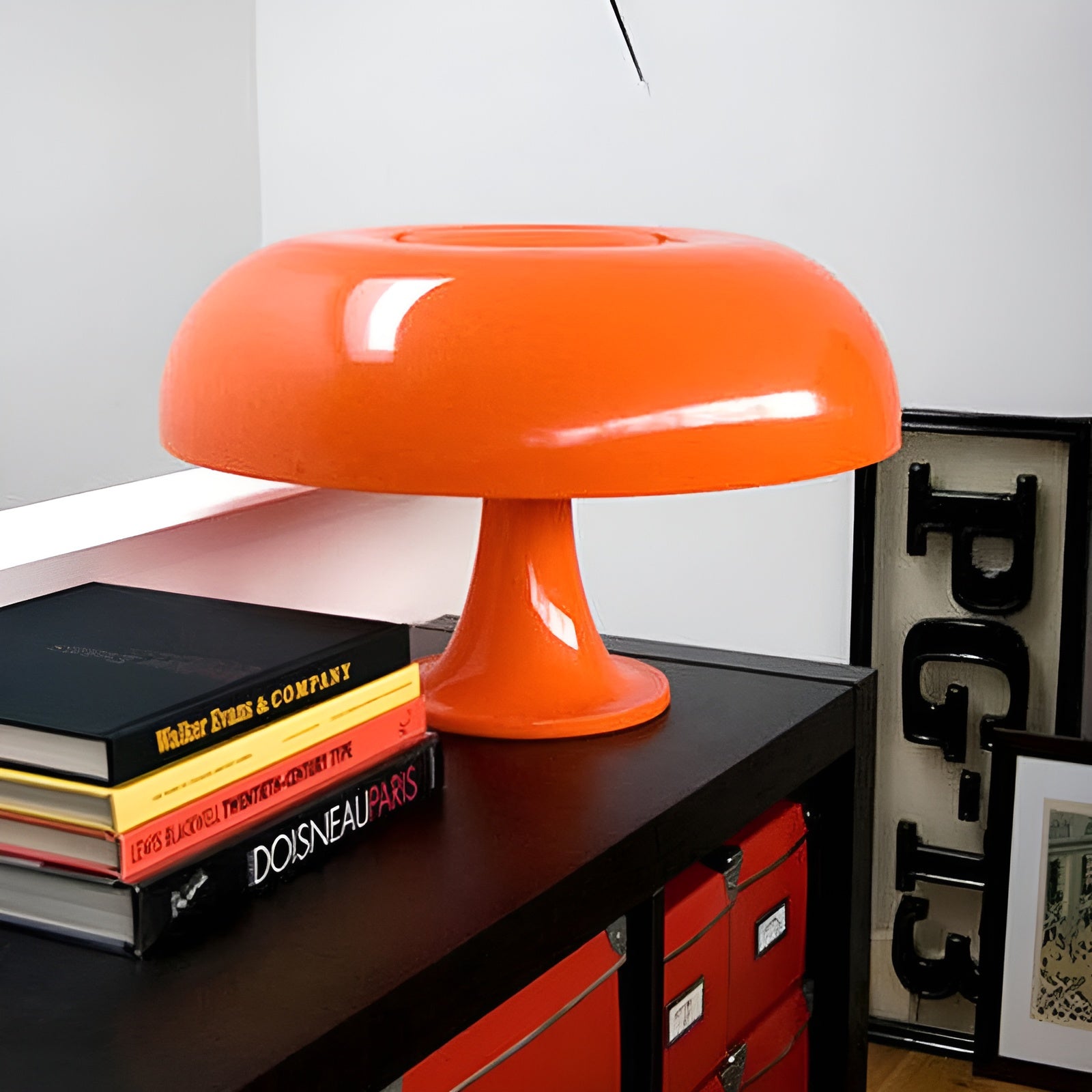 Sunrise LED-Pilz-Tischlampe, Retro-Design Dekorative Tischlampe aus Metall und Glas Wohnzimmer-Beleuchtung
