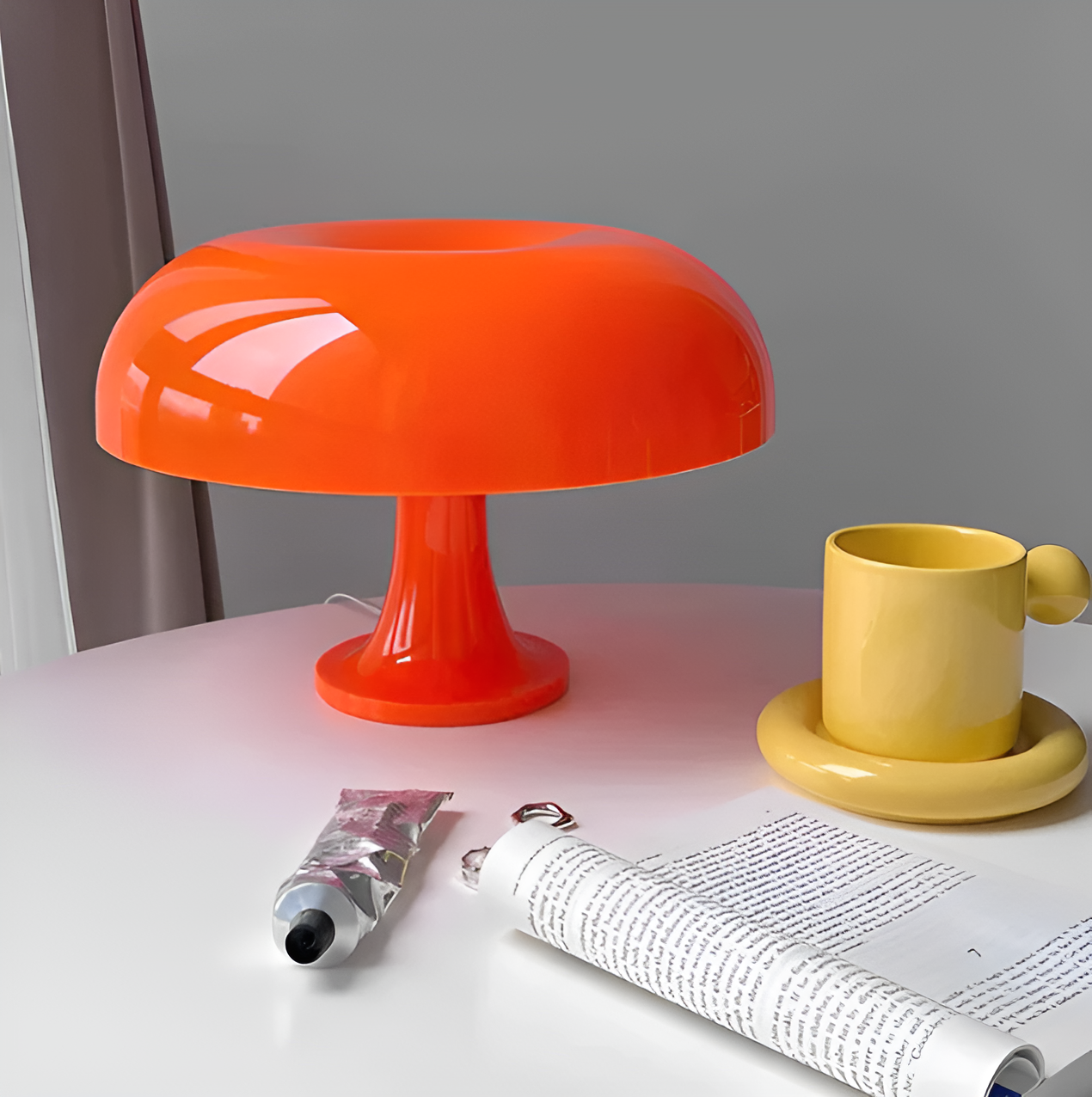 Sunrise LED-Pilz-Tischlampe, Retro-Design Dekorative Tischlampe aus Metall und Glas Wohnzimmer-Beleuchtung